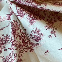 新入荷！フランスより届きました！『トワルドジュイ柄　田園風景～オフホワイト×ワイン～』～135㎝巾×50㎝単位でカット～ 2枚目の画像