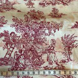 新入荷！フランスより届きました！『トワルドジュイ柄　田園風景～オフホワイト×ワイン～』～135㎝巾×50㎝単位でカット～ 6枚目の画像