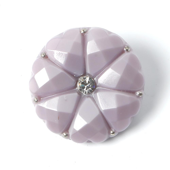 お花のガラスボタン 2.2cm カットガラス付き ミルキーパープル 1枚目の画像