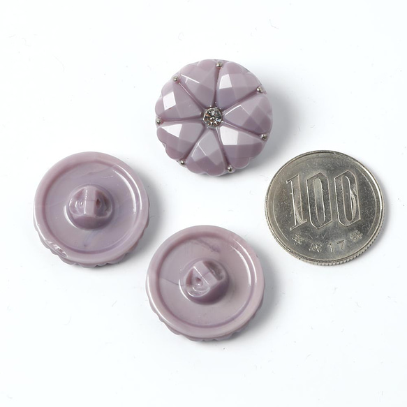 お花のガラスボタン 2.2cm カットガラス付き ミルキーパープル 3枚目の画像