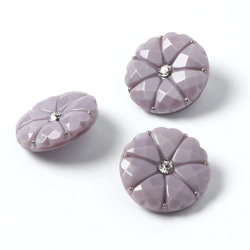 お花のガラスボタン 2.2cm カットガラス付き ミルキーパープル 2枚目の画像