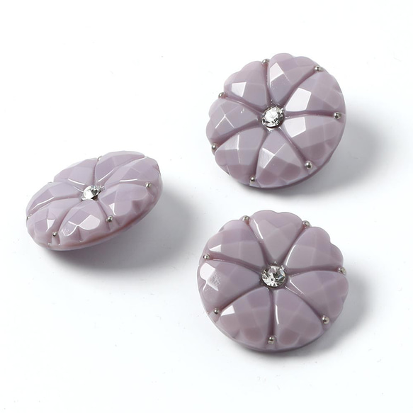 お花のガラスボタン 2.2cm カットガラス付き ミルキーパープル 2枚目の画像