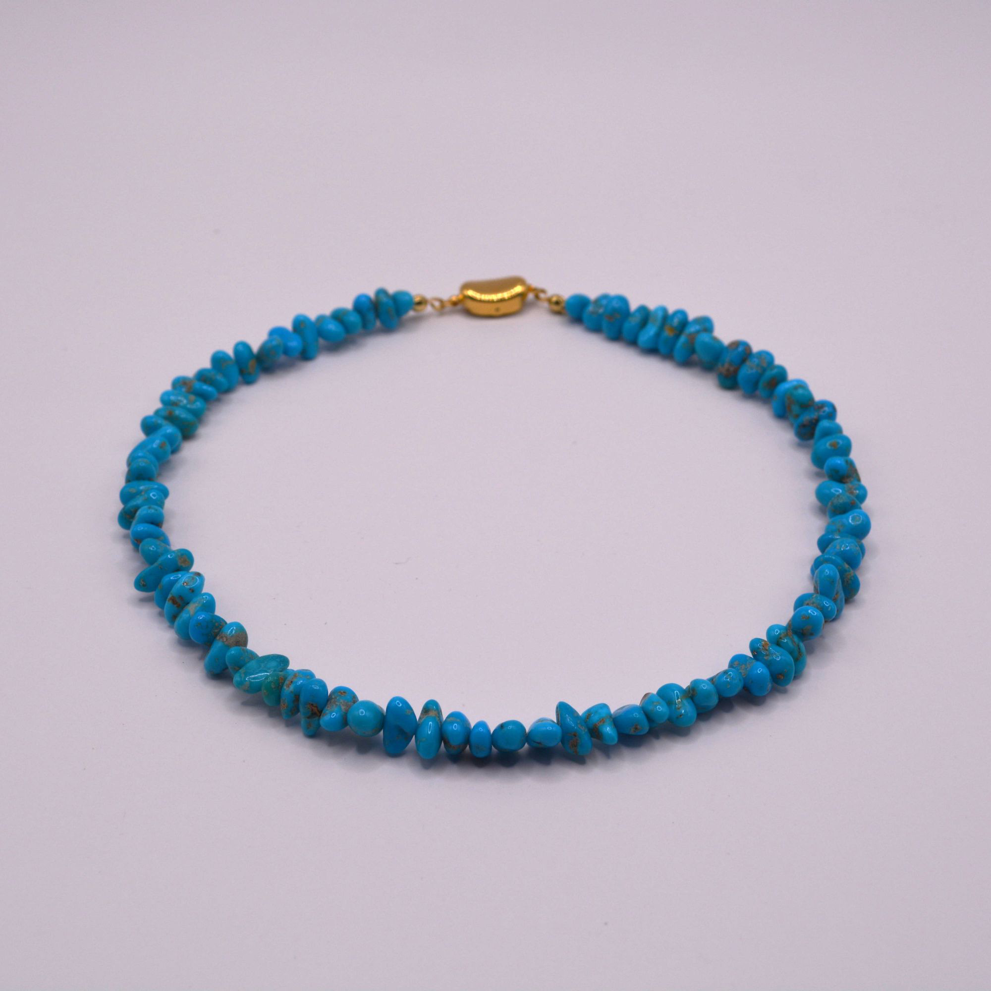 天然色ナチュラルカットターコイズ（トルコ石）のネックレス＊37cm◆送料無料♪