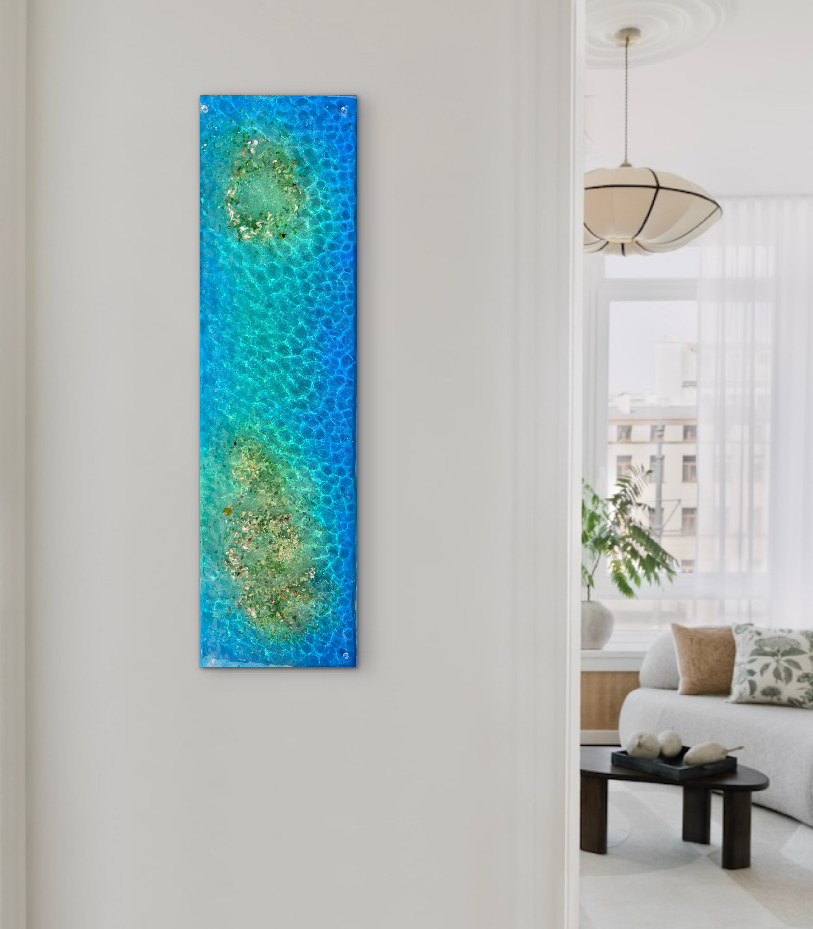 アートパネル  エメラルドラグーン　浅瀬の珊瑚礁　波紋　タイプD  '70cm×20cm