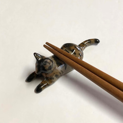 猫の箸置き三態（サビ）　はしおき　サビ猫　陶器　 2枚目の画像