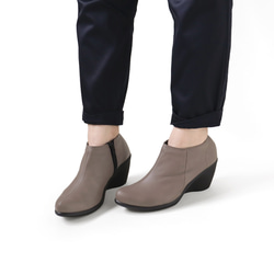 細見え大人ブーティ アンクル丈 サイドジッパー付き 7cm ウェッジヒール Re:getA -リゲッタ-R-1978 1枚目の画像