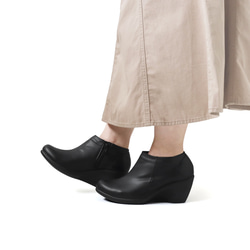 細見え大人ブーティ アンクル丈 サイドジッパー付き 7cm ウェッジヒール Re:getA -リゲッタ-R-1978 6枚目の画像