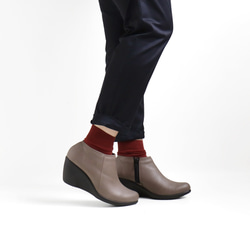 細見え大人ブーティ アンクル丈 サイドジッパー付き 7cm ウェッジヒール Re:getA -リゲッタ-R-1978 2枚目の画像