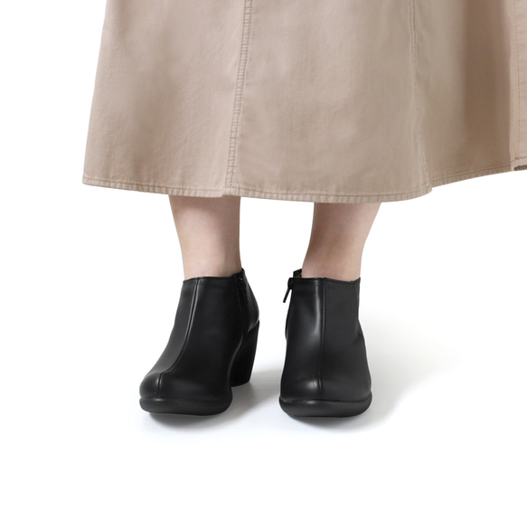 細見え大人ブーティ アンクル丈 サイドジッパー付き 7cm ウェッジヒール Re:getA -リゲッタ-R-1978 5枚目の画像