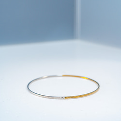 限定5本【金の地平線 】ハーフカラーアンティークゴールド✨細身チタンバングル｜軽やかに手首を美しく魅せる輪っかタイプ 1枚目の画像