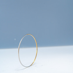 限定5本【金の地平線 】ハーフカラーアンティークゴールド✨細身チタンバングル｜軽やかに手首を美しく魅せる輪っかタイプ 3枚目の画像