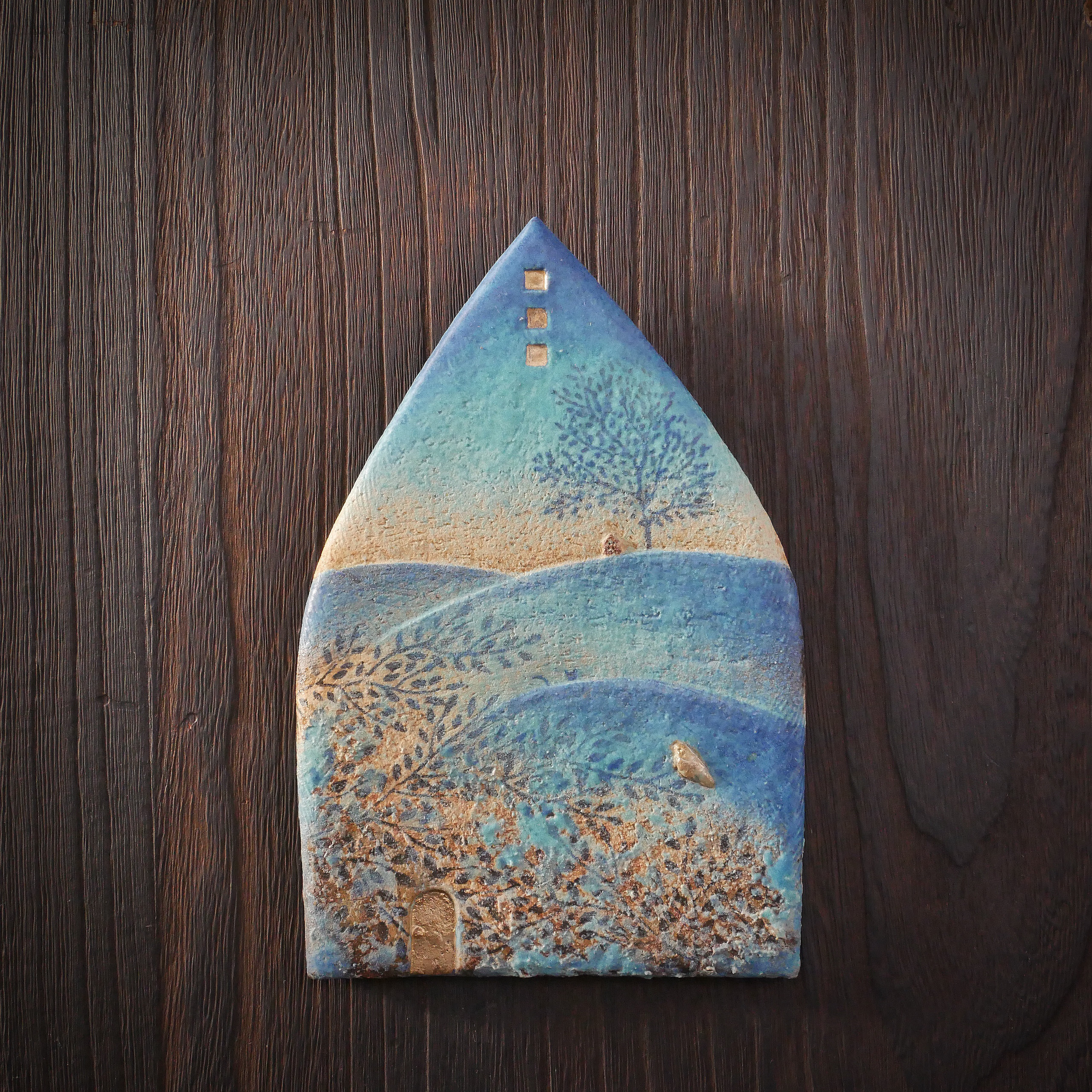 小鳥とおうち 壁掛け no.47  blue hills