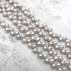 淡水パール 真珠 クレオ穴 有核 バロック セミラウンド 雫 ドロップ  7mm 8mm 中粒 19cm tp0021 4枚目の画像