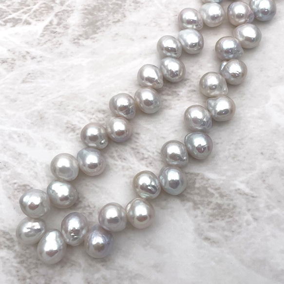 淡水パール 真珠 クレオ穴 有核 バロック セミラウンド 雫 ドロップ  7mm 8mm 中粒 19cm tp0021 2枚目の画像