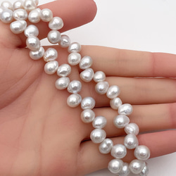 淡水パール 真珠 クレオ穴 有核 バロック セミラウンド 雫 ドロップ  7mm 8mm 中粒 19cm tp0021 5枚目の画像