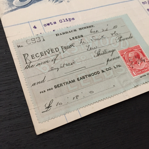 1919年イギリスアンティークペーパー カリグラフィー 味紙ラベル