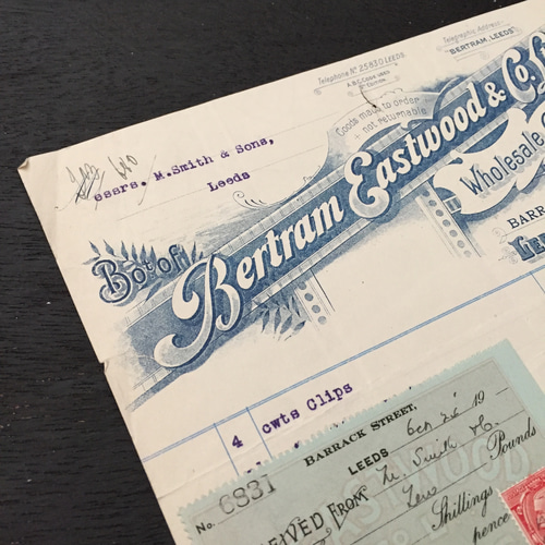 アンティークペーパーグッズ 1919年イギリスアンティークペーパー カリグラフィー 味紙ラベル