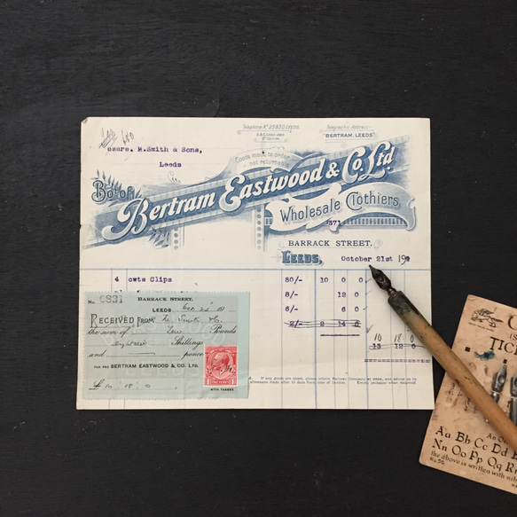 アンティークペーパーグッズ 1919年イギリスアンティークペーパー カリグラフィー 味紙ラベル