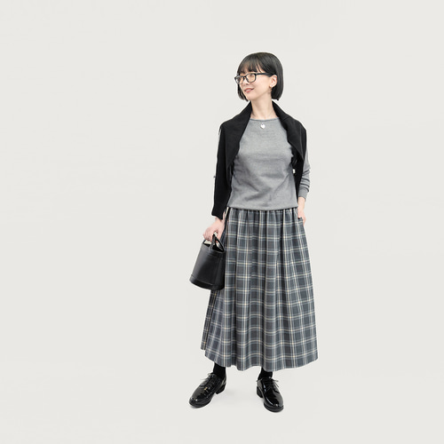 ○SALE20%OFF○グレーで上質なタータンチェックを楽しむ ロング