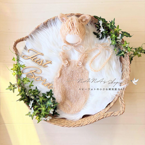 Lかごセット【ブラウン馬】♪ニューボーンフォト撮影衣装 小道具 干支