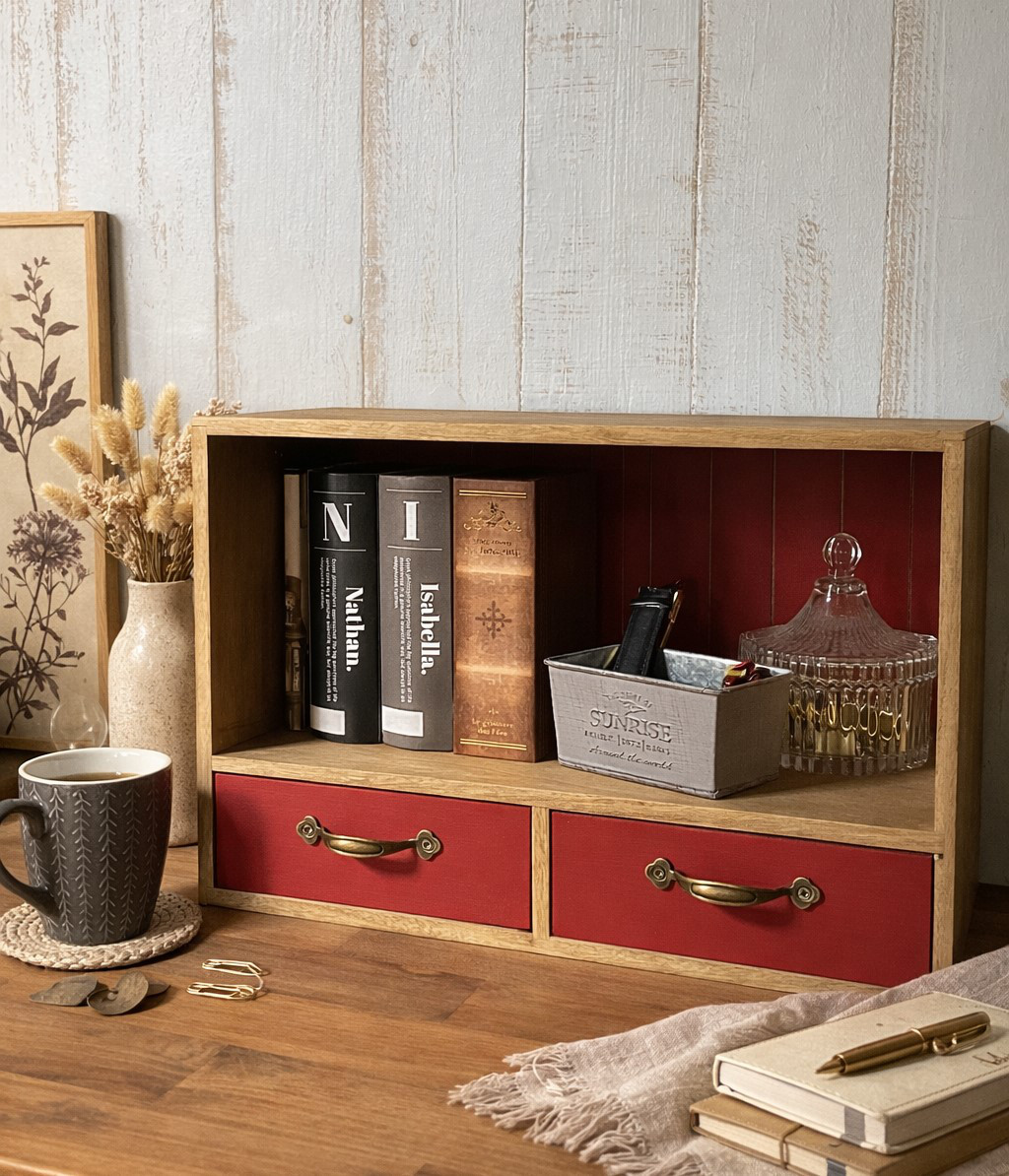 【outlet】アウトレット 木の文庫本棚 クランベリーレッド