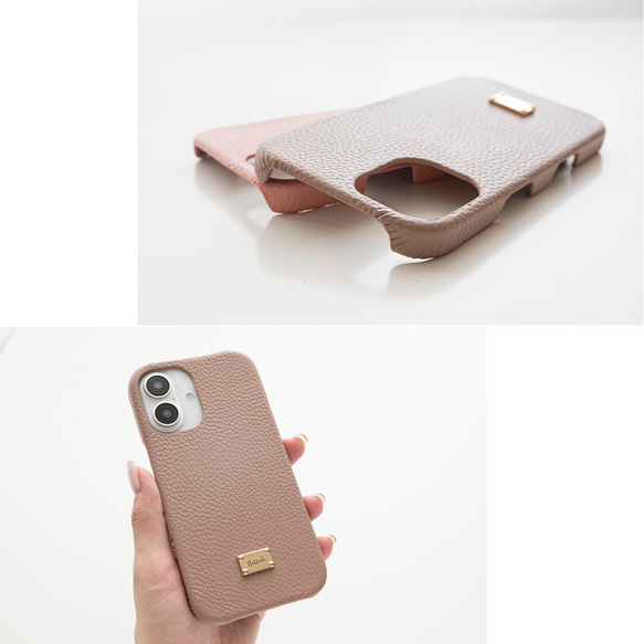 全機種対応 スマホケース ネームプレート付 【 本革 まるっと Nuance パステル 名入れ 】 文字入れ BR07U 9枚目の画像
