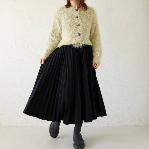 ﾓﾘﾉｶﾞｯｺｳ しっかり厚手素材ラメプリーツスカート（ブラック）｜mg-sk18-bk 15枚目の画像