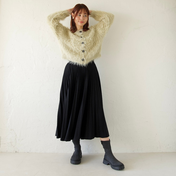 ﾓﾘﾉｶﾞｯｺｳ しっかり厚手素材ラメプリーツスカート（ブラック）｜mg-sk18-bk 14枚目の画像