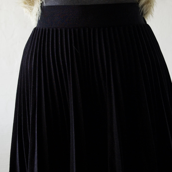 ﾓﾘﾉｶﾞｯｺｳ しっかり厚手素材ラメプリーツスカート（ブラック）｜mg-sk18-bk 13枚目の画像