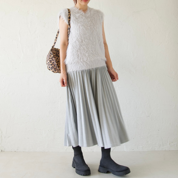 ﾓﾘﾉｶﾞｯｺｳ しっかり厚手素材ラメプリーツスカート（シルバー）｜mg-sk18-si 8枚目の画像