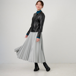 ﾓﾘﾉｶﾞｯｺｳ しっかり厚手素材ラメプリーツスカート（シルバー）｜mg-sk18-si 1枚目の画像