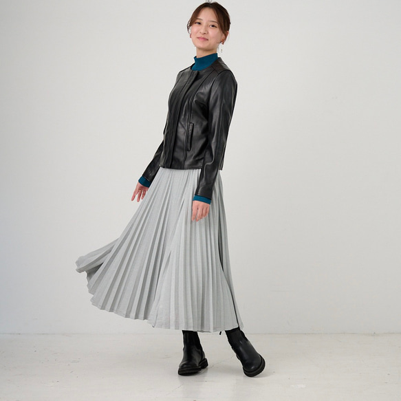 ﾓﾘﾉｶﾞｯｺｳ しっかり厚手素材ラメプリーツスカート（シルバー）｜mg-sk18-si 1枚目の画像