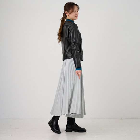 ﾓﾘﾉｶﾞｯｺｳ しっかり厚手素材ラメプリーツスカート（シルバー）｜mg-sk18-si 4枚目の画像