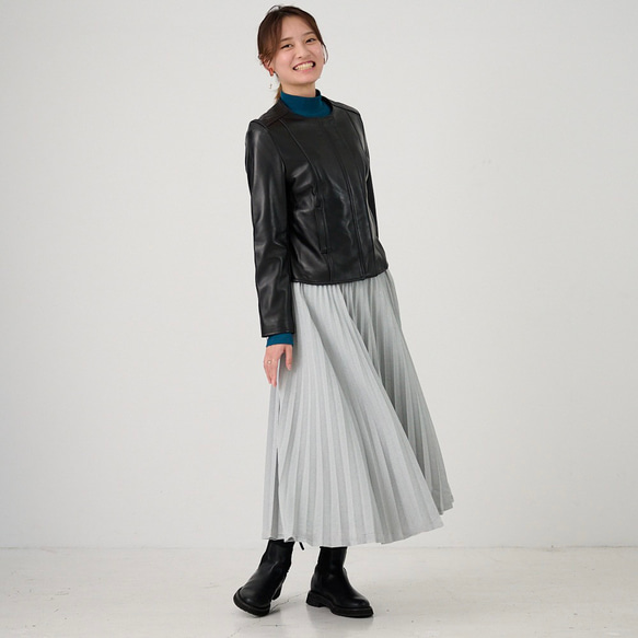 ﾓﾘﾉｶﾞｯｺｳ しっかり厚手素材ラメプリーツスカート（シルバー）｜mg-sk18-si 3枚目の画像