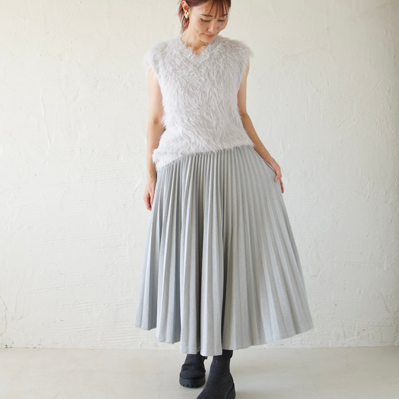ﾓﾘﾉｶﾞｯｺｳ しっかり厚手素材ラメプリーツスカート（シルバー）｜mg-sk18-si 7枚目の画像