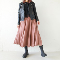 ﾓﾘﾉｶﾞｯｺｳ しっかり厚手素材ラメプリーツスカート（ピンクベージュ）｜mg-sk18-pk 11枚目の画像