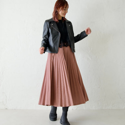 ﾓﾘﾉｶﾞｯｺｳ しっかり厚手素材ラメプリーツスカート（ピンクベージュ）｜mg-sk18-pk 7枚目の画像