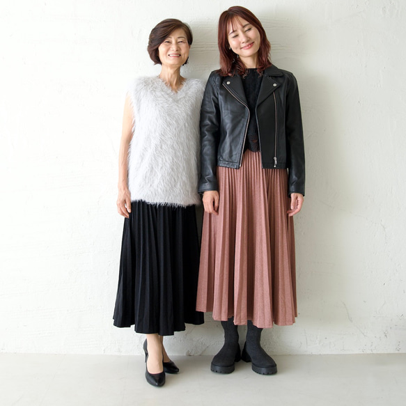 ﾓﾘﾉｶﾞｯｺｳ しっかり厚手素材ラメプリーツスカート（ピンクベージュ）｜mg-sk18-pk 9枚目の画像