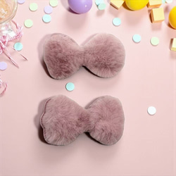 ふわふわフェイクファーのリボンパーツ 2個セット ハンドメイド材料 アクセサリーパーツ pt-2926 8枚目の画像