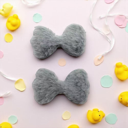 ふわふわフェイクファーのリボンパーツ 2個セット ハンドメイド材料 アクセサリーパーツ pt-2926 7枚目の画像