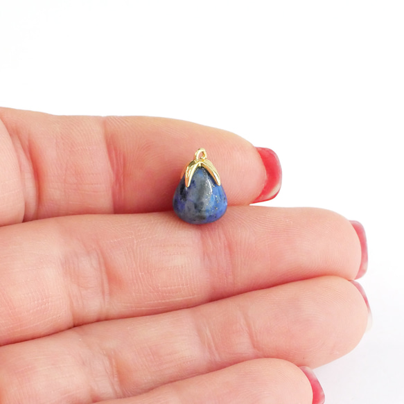 ncsp04/331 [2 件] 青金石天然可愛水滴形吊墜 16KGP 第4張的照片