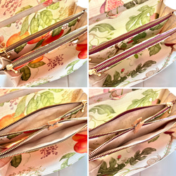 フルーツ2種の軽やかショルダーバッグ イギリス生地 ミニショルダー スマホポシェット 無花果 イチジク 桃 果物 果樹園 11枚目の画像