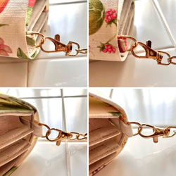 フルーツ2種の軽やかショルダーバッグ イギリス生地 ミニショルダー スマホポシェット 無花果 イチジク 桃 果物 果樹園 13枚目の画像