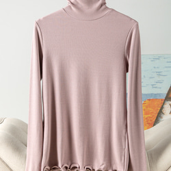 ◇洗濯可【2種類ネック 肌に優しい シルク タートルネック】ロータスピンク 保湿、保温抜群 T-00086 4枚目の画像