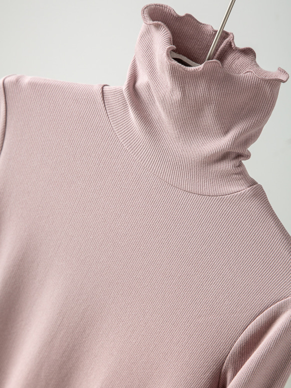 ◇洗濯可【2種類ネック 肌に優しい シルク タートルネック】ロータスピンク 保湿、保温抜群 T-00086 3枚目の画像