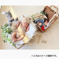ブラウン馬×バスケット×かごセット♪ニューボーンフォト撮影　出産祝いギフト　月齢 2枚目の画像