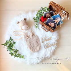 ブラウン馬×バスケット×かごセット♪ニューボーンフォト撮影　出産祝いギフト　月齢 17枚目の画像