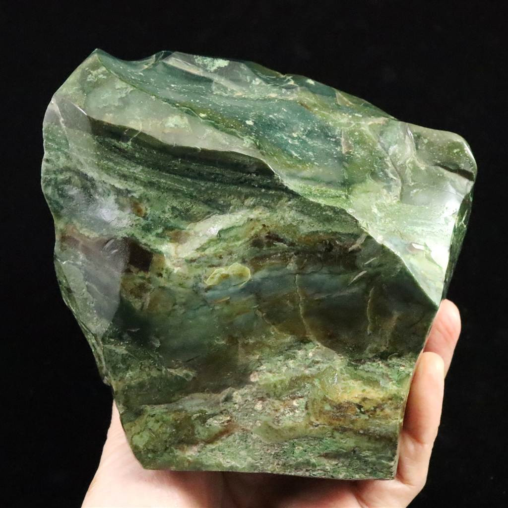 出雲碧玉 出雲石 125mm原石磨き 置物 ディレクトリカード付 1692g　 #55816