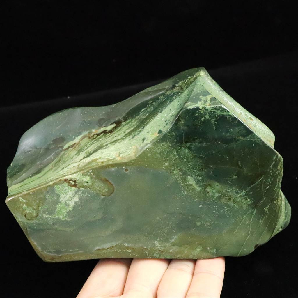 出雲碧玉 出雲石 145mm原石磨き 置物 ディレクトリカード付 878g　 #44955