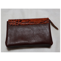 2層のコンパクトなクロコ風の革財布一点ものセール価格/croko 4枚目の画像